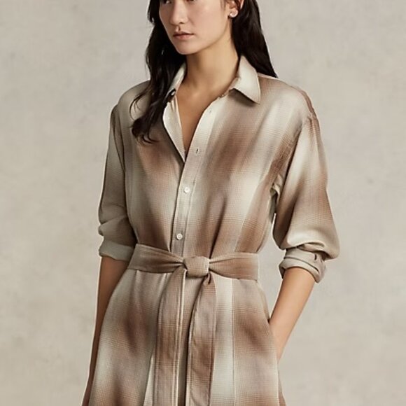 Plaid Belted Wool Shirt Dress - Picture 9 of 14